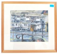 CHARLES BREAKER (1906 - 1985) watercolour painting depicting a countryside cottage with bow bridge