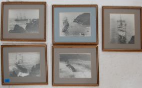 A group of five black and white photographs of shipwrecks dating from the early 20th Century to