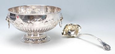 An antique style 20th Century large silver on copper bowl / ice bucket / champagne cooler having