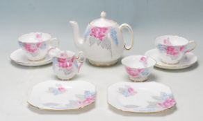 A vintage Art Deco 1930's Shelley bone china tea set / service / tea for two breakfast set being