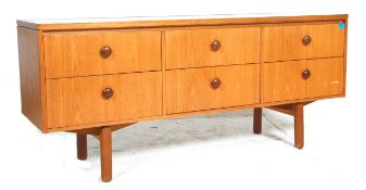 A retro vintage mid 20th Century teak danish influenced  cresenza sideboard. Of low and wide form