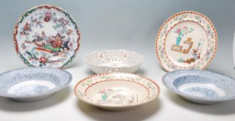 A collection of antique ceramics, mosty dating from the 19th Century to include two Copeland &