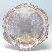 A 19th Century Victorian Martin, Hall & Co silver hallmarked tray / salver of round form with beaded