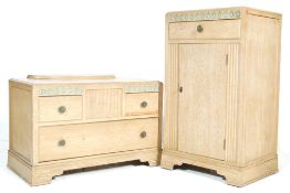 A mid century 1950's retro limed oak chest of draw