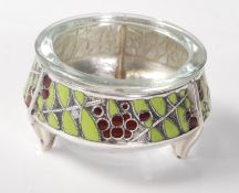 A vintage Russian silver plate table salt / salt cellar stamped Hommet 75K having a central glass