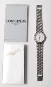A Longines Quartz Swiss Made gentleman's six jewels stainless steel flagship wristwatch, white