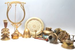 An excellent collection of vintage Persian brass items two pair of the brass candlesticks with