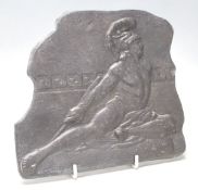 A good 20th Century heavy lead plaque depicting the death of Achilles with an arrow in his heel