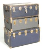 A collection of three vintage steamer / travel trunks dating from the first half of the 20th Century