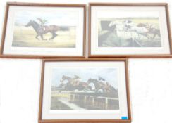 After David French - A set of 3x signed racing prints featuring Shergar, Desert Orchid and The Water