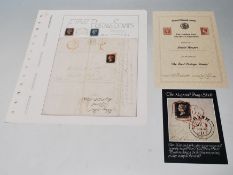 The First Postage Stamps - a collection of philatelic history, comprising two 1d Penny Black