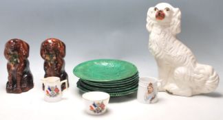 A quantity of antique 19th Century ceramics comprising of  a Staffordshire mantle dog together