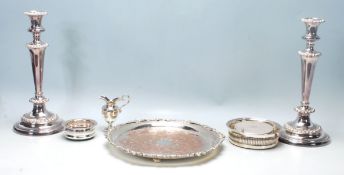 A good collection of early 20th century silver plated items to include a large pair of