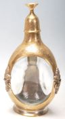 A vintage mid century silver plated Haig & Haig dimpled whisky decanter, overlaid with brass