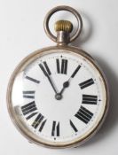 A 20th century silver goliath pocket watch having a round face with Roman numerals to the chapter