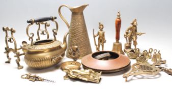A collection of antique 19th and 20th century brass ware to include a Joseph Sankey & Sons alligator