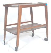 A vintage mid century 1950s oak two tier drinks / tea hostess butlers trolley having detachable