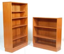 A pair of mid 20th century teak wood G-plan Danish influenced bookcases. Each bookcase having