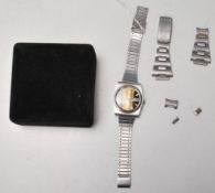A vintage gentleman's 1970's Oris Star Automatic 21 jewels wrist watch having a round tigers eye