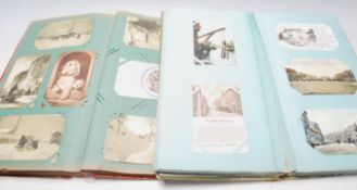 A good pair of antique 19th Century Victorian hardback photo / postcard / ephemera albums to include