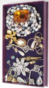 A collection of vintage costume jewellery to include a a tri colour freshwater pearl necklace (