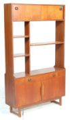 A vintage retro 20th Century teak wood room divider unit / wall unit having sliding cupboard doors