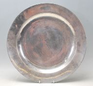A large antique 18th century circa 1795 pewter charger / plate by W. T. Wiltshire of Bristol City