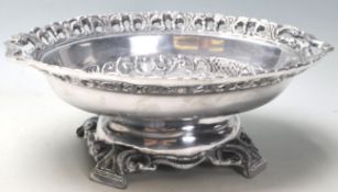 A 20th century Edwardian large silver plated fruit bowl / central piece of oval form with reposed