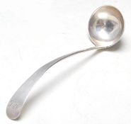 A Georgian Scottish silver chocolate ladle having engraved initials to the terminal ' J E G'.