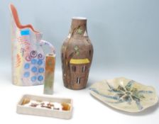 A good collection of 20th century original Studio Pottery to include a large vase hand decorated