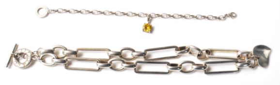 A stamped 925 silver Tiffany style necklace having a chunky bar link chain with a toggle clasp and