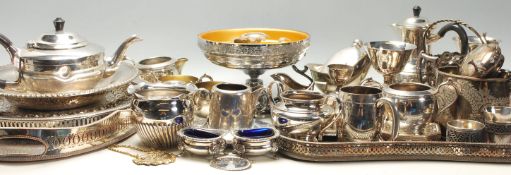 A large collection of vintage mid 20th Century silver plated wares to include teapot, coffee pot,