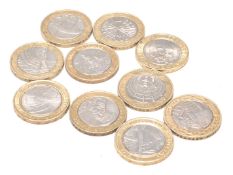 A group of ten Queen Elizabeth II special edition two pound coins to include First World War