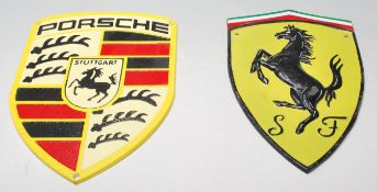 A pair of two 20th Century vintage style cast iron classic / sports car shop display / point of sale