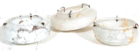 A collection of 3 vintage 1930's art deco  tutti frutti coloured dome shaped mottled glass ceiling