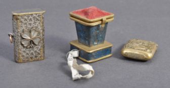 A good collection of early 20th century items to include a Japanese brass matchbox with hinged top