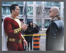 SHAZAM! - ZACHARY LEVI - MARK STRONG - SIGNED 11X14