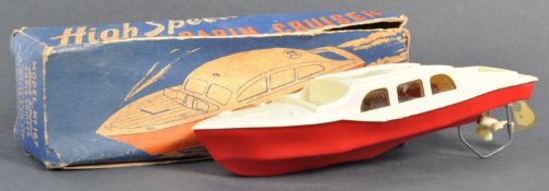 RARE VINTAGE WELLS & CO LTD VINTAGE CABIN CRUISER CLOCKWORK BOAT