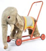 CHARMING VINTAGE 1950'S MERRYTHOUGHT PUSH-ALONG ELEPHANT TEDDY