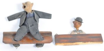 TWO UNUSUAL ANTIQUE MOVING FIGURES / PUPPETS