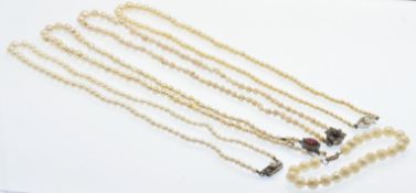 A Collection Cultured Pearl Necklaces & Bracelet