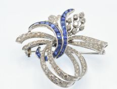 A Platinum Sapphire & Diamond Spray Brooch