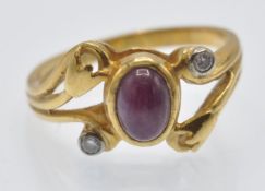 A Hallmarked 18ct Gold Ruby & Diamond Ring