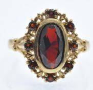 An Hallmarked 9ct Gold & Garnet Cluster Ring