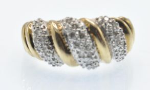 A Hallmarked 9ct Gold & Diamond Dome Ring