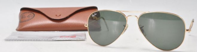 A pair of  USA made Rayban gold tone Aviator sungl