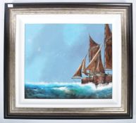 DAVID CHAMBERS - OIL ON BOARD PAINTING DEPICTING TRAWLERS AT SEA