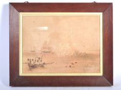 19TH CENTURY WATERCOLOUR ' BOMBING OF THE HOOGLY '