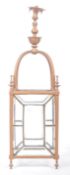 19TH CENTURY VICTORIAN BRONZE AND LEAD GLASS PORCH LANTERN