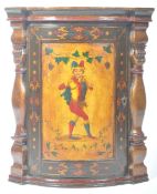 RARE 19TH CENTURY ANTIQUE PAINTED CORNER CABINET WITH JESTER